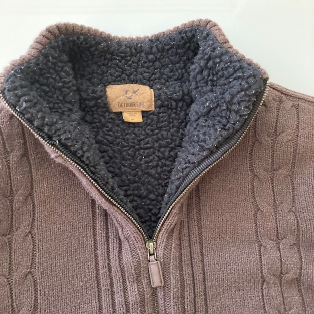 Mens Very Thick And Heavy Sherpa Lined Sweater/Jacket L Out Door Life